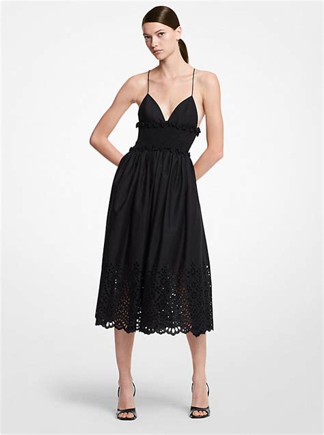 michael kors eyelet smocked dress|Eyelet Cotton Poplin Smocked Dress .